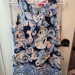 Floral Sleeveless romper in Blue and Pink